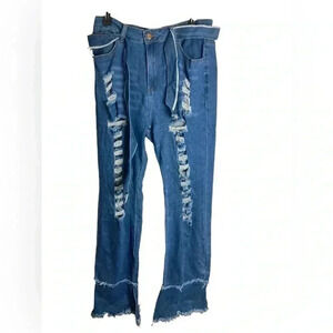 Gritty soul distressed jeans size large‎